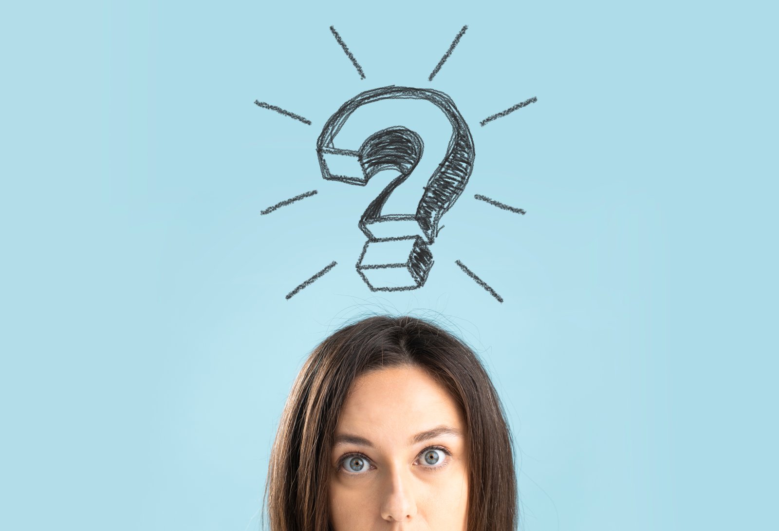 Woman thinking of questions to ask her husband