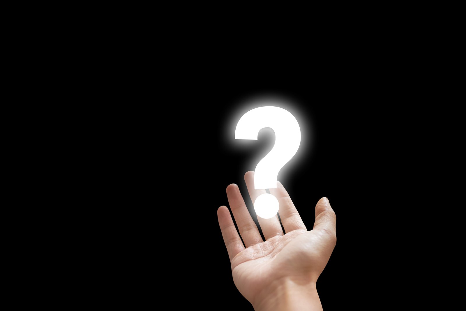 Husband hand with question mark