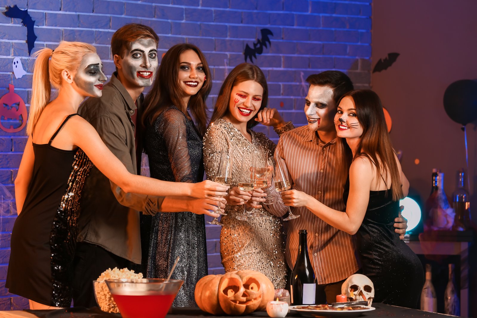 Friends are enjoying at Halloween Party